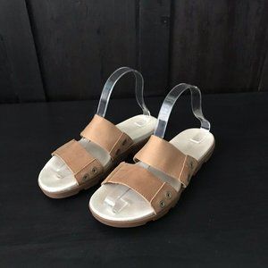 Sorel Torpeda Slide II Women's Camel Brown Leather & Canvas Sandal Size: 7.5